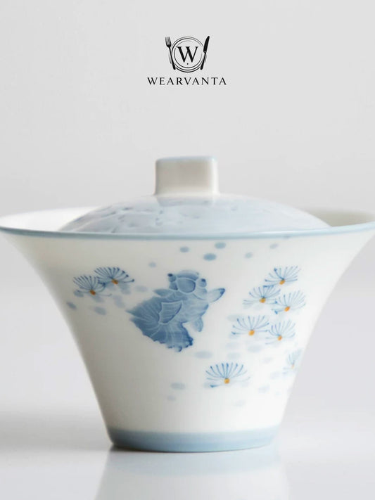 Lotus Current Blue Porcelain Gaiwan