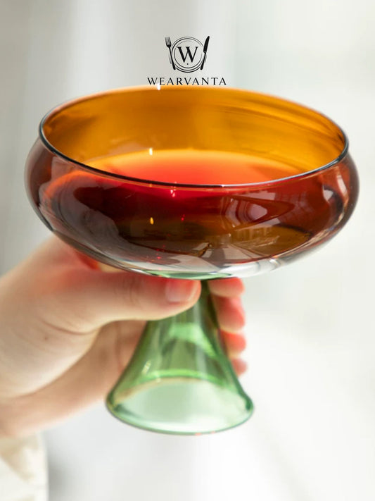 Amber Duo Vintage Glass Goblet
