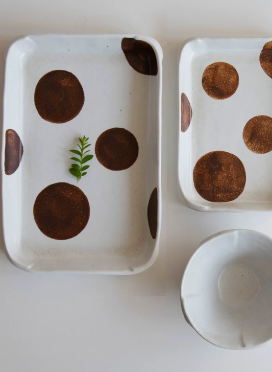 Indigo Dot Artisan Rectangle Plate