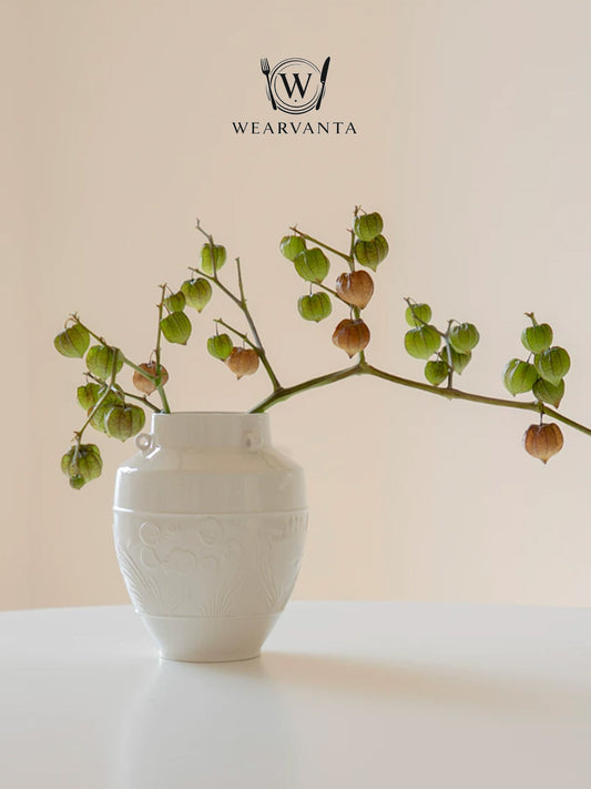 Cream Relief Artisan Vase