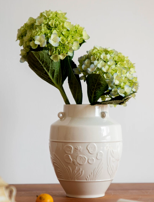 Cream Relief Artisan Vase