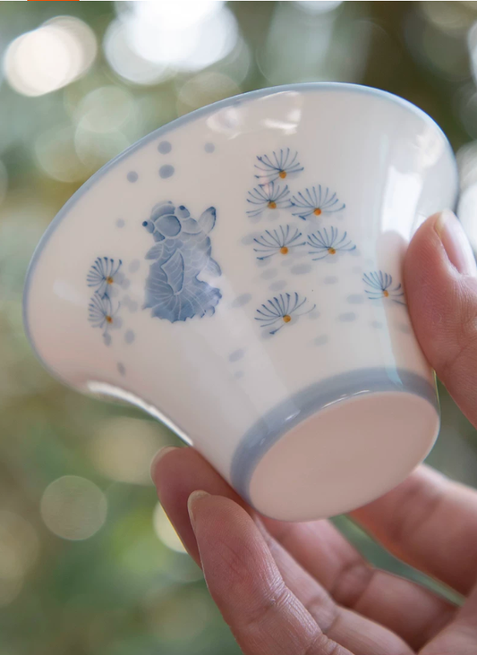 Lotus Current Blue Porcelain Gaiwan